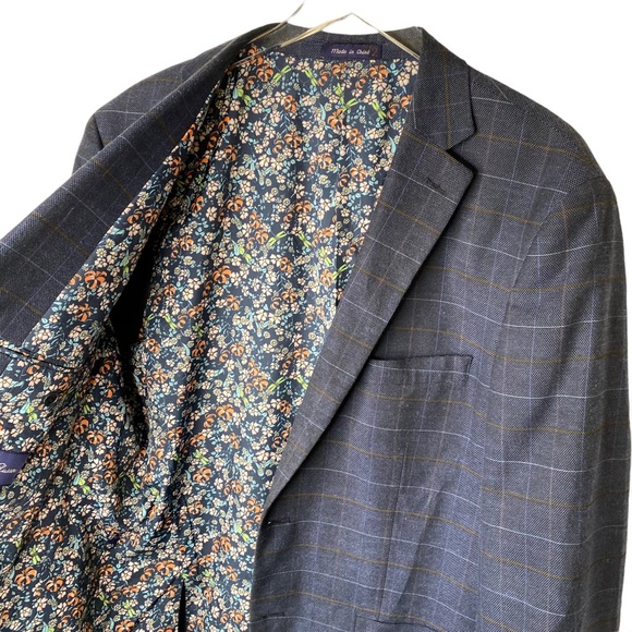Alan Flusser Checkered Blazer Jacket Sports Coat Floral Lining XL - Picture 6 of 7